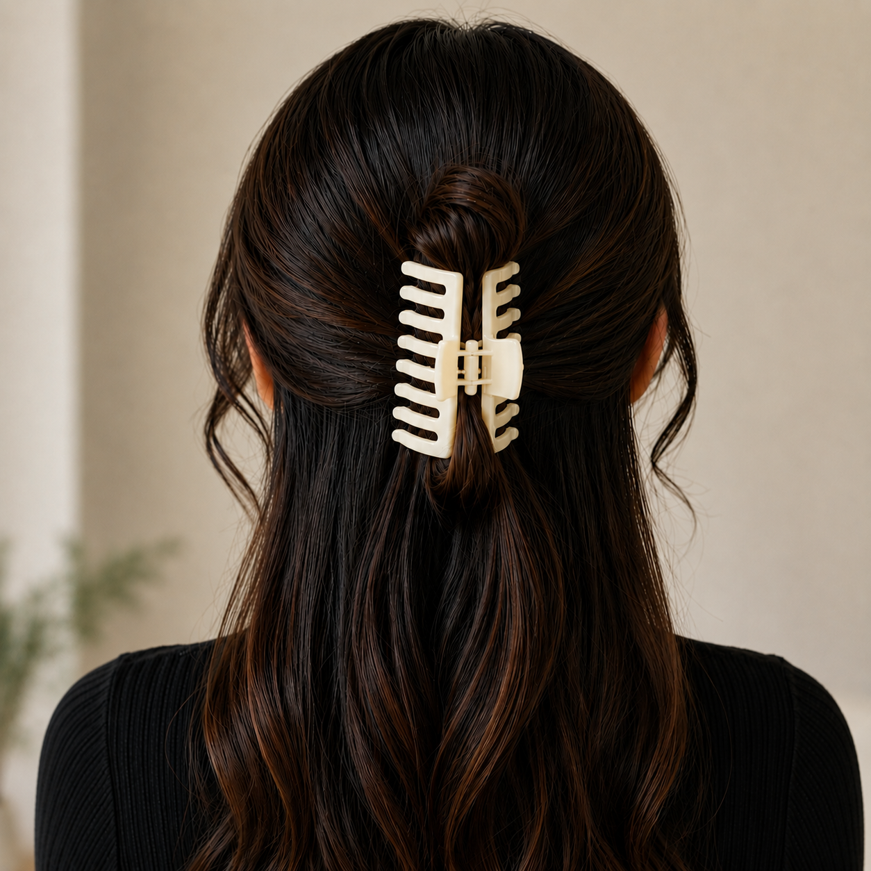 Large Hair Claw Clip Set – Creamy white