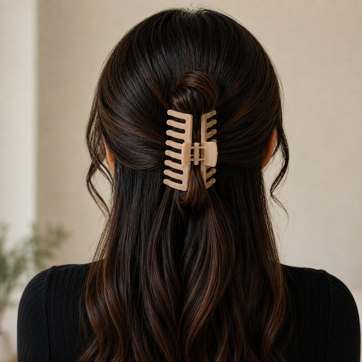Large Hair Claw Clip Set – Beige